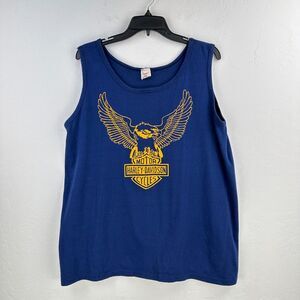 VTG Sport-T By Stedman Tank Muscle Tee Mens XL Blue Harley‎ Davidson USA Eagle